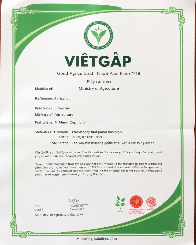 Chứng nhận sản phẩm đạt tiêu chuẩn Vietgap